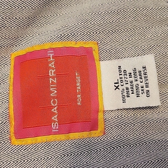 ISAAC MIZRAHI for Target Button Up Herringbone Gray Mandarin Collar Jack… - Picture 7 of 8